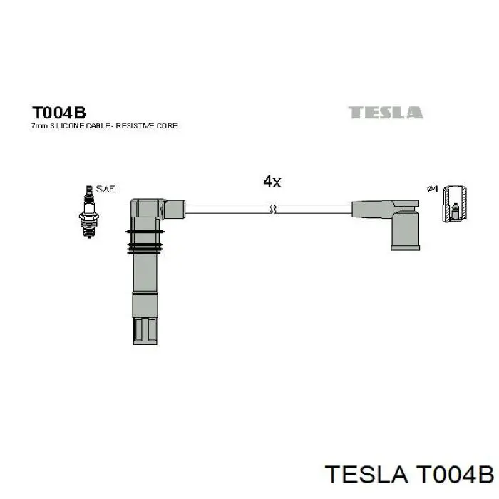 Высоковольтные провода T004B Tesla