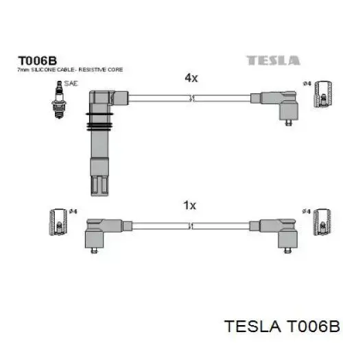 Высоковольтные провода T006B Tesla