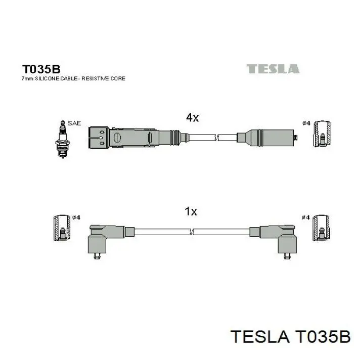 Провода высоковольтные, комплект TESLA T035B