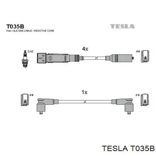 T035B Tesla Провода высоковольтные