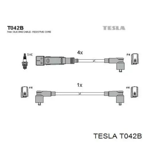 T042B Tesla Провода высоковольтные
