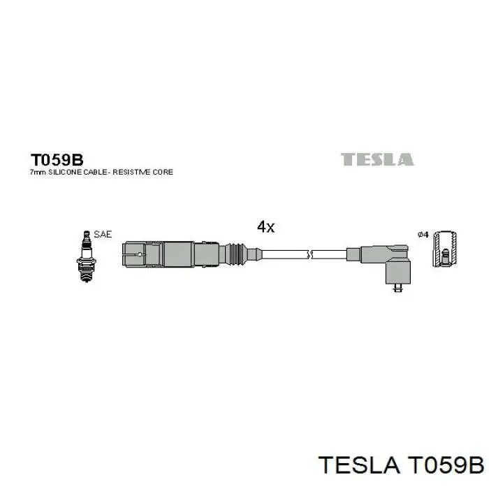 Высоковольтные провода T059B Tesla