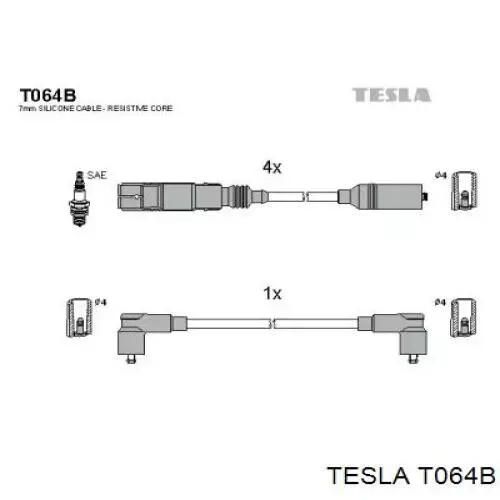 Высоковольтные провода T064B Tesla