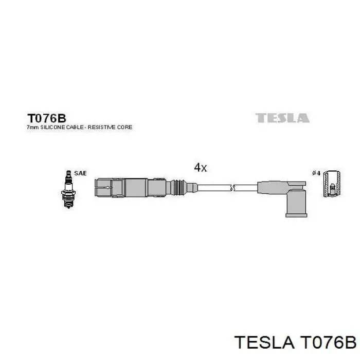 Juego de cables de encendido T076B Tesla