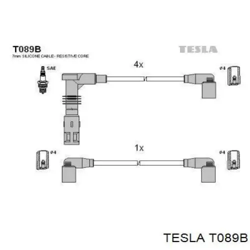 Высоковольтные провода T089B Tesla