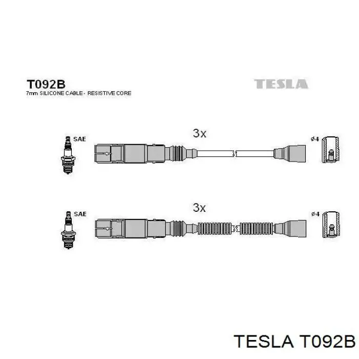 Высоковольтные провода T092B Tesla