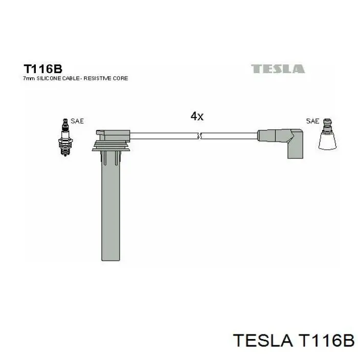 Высоковольтные провода T116B Tesla