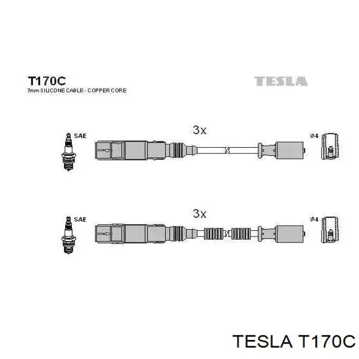 Высоковольтные провода T170C Tesla