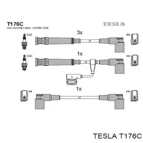 Провода высоковольтные, комплект TESLA T176C