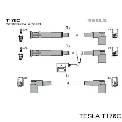 Высоковольтные провода T176C Tesla