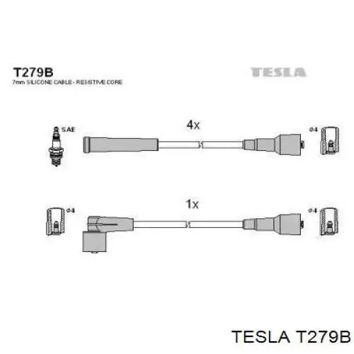 Высоковольтные провода T279B Tesla