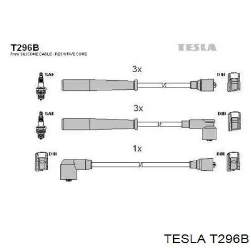 Высоковольтные провода T296B Tesla