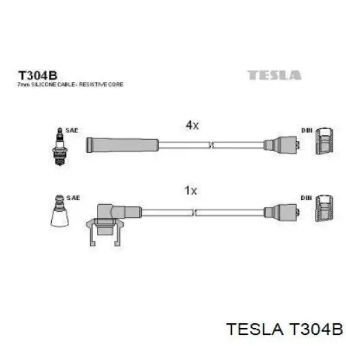 Провода высоковольтные, комплект TESLA T304B