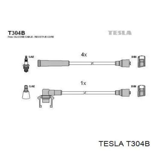 Высоковольтные провода T304B Tesla