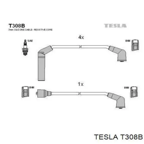 Высоковольтные провода T308B Tesla