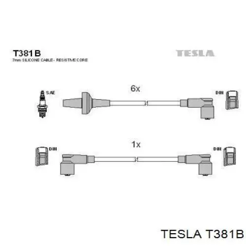 Высоковольтные провода T381B Tesla