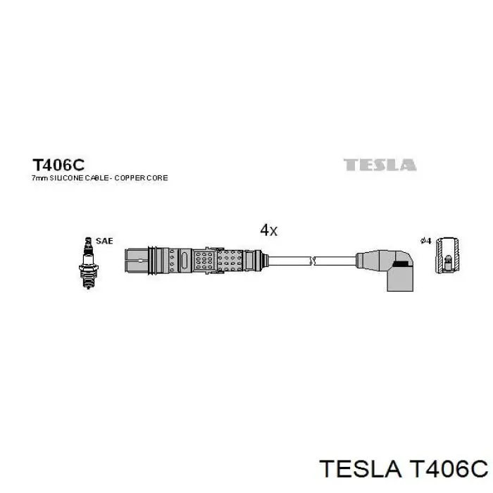 Juego de cables de encendido T406C Tesla