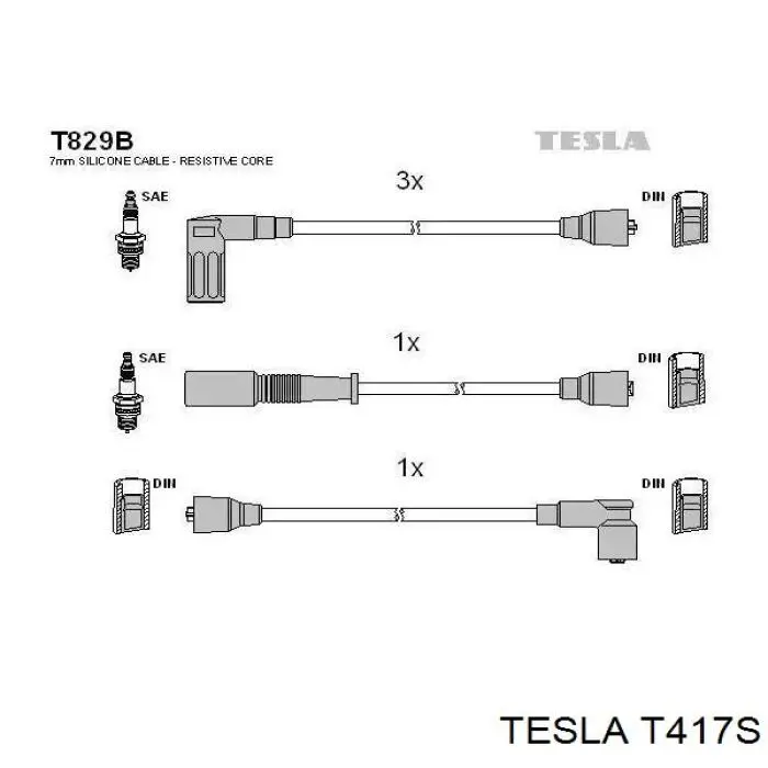 Провода высоковольтные, комплект TESLA T417S
