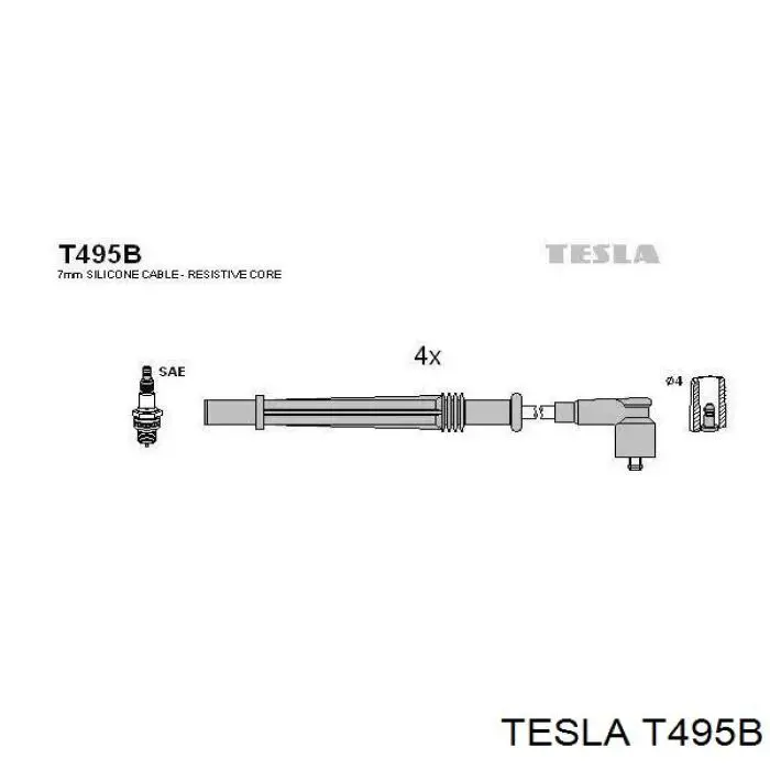 Высоковольтные провода T495B Tesla