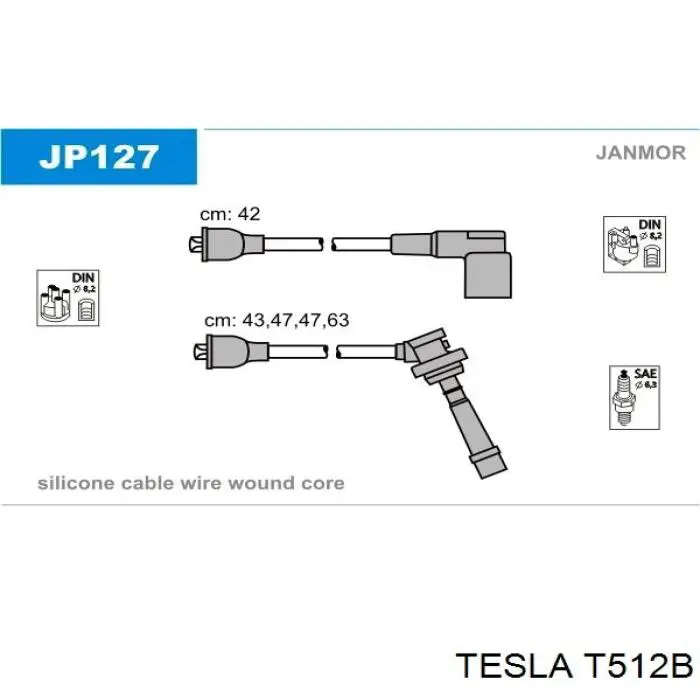 Высоковольтные провода T512B Tesla