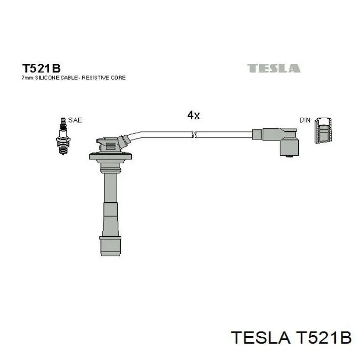 Высоковольтные провода T521B Tesla