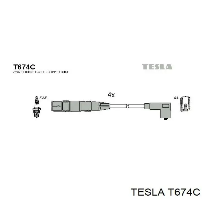 Высоковольтные провода T674C Tesla