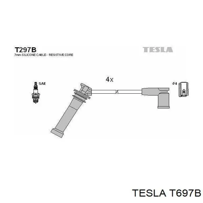 Высоковольтные провода T697B Tesla