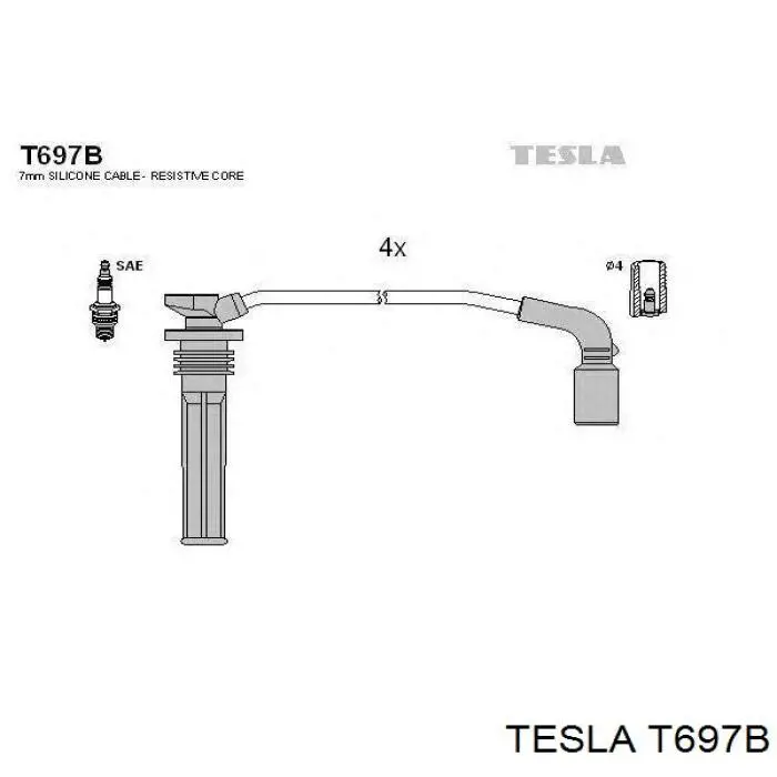 Высоковольтные провода T697B Tesla