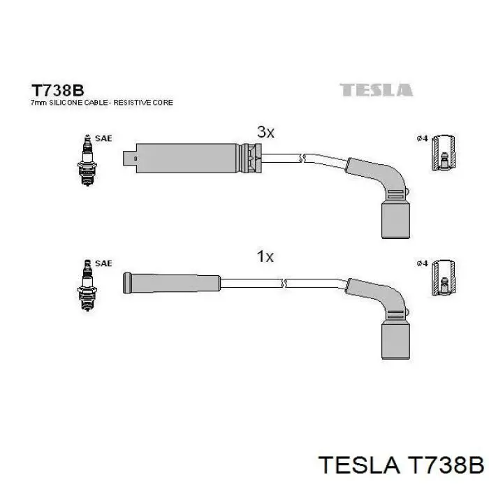 Высоковольтные провода T738B Tesla