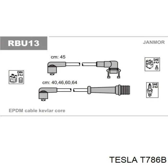 Высоковольтные провода T786B Tesla