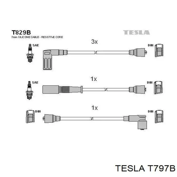 Купить T797B Tesla Провода высокого напряжения