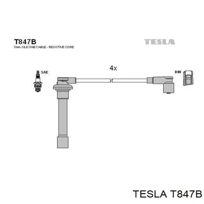 T847B Tesla высоковольтные провода