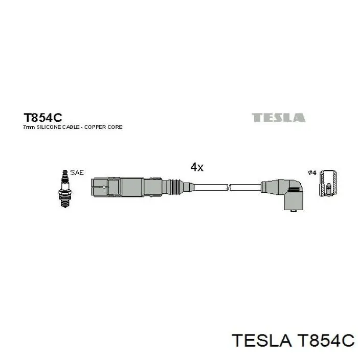 Высоковольтные провода T854C Tesla