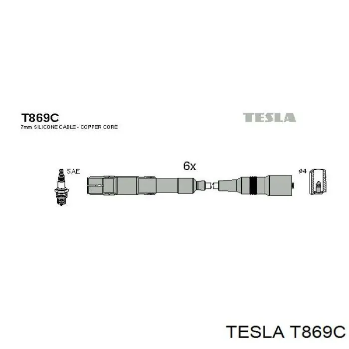 T869C Tesla высоковольтные провода