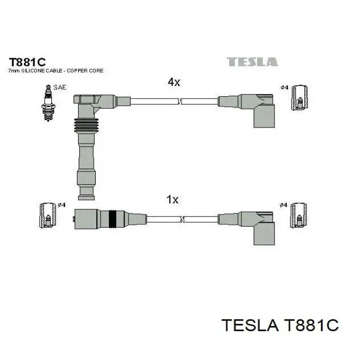 T881C Tesla высоковольтные провода