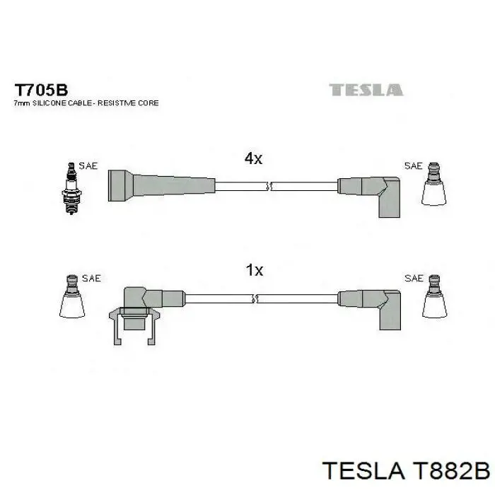 Высоковольтные провода T882B Tesla