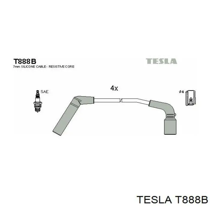 T888B Tesla высоковольтные провода