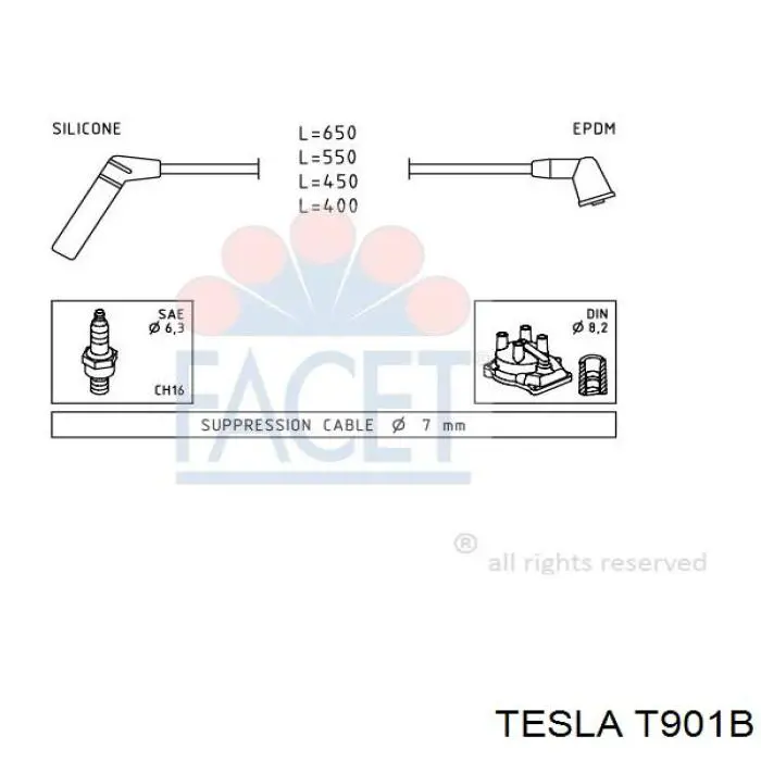 T901B Tesla Провода высоковольтные