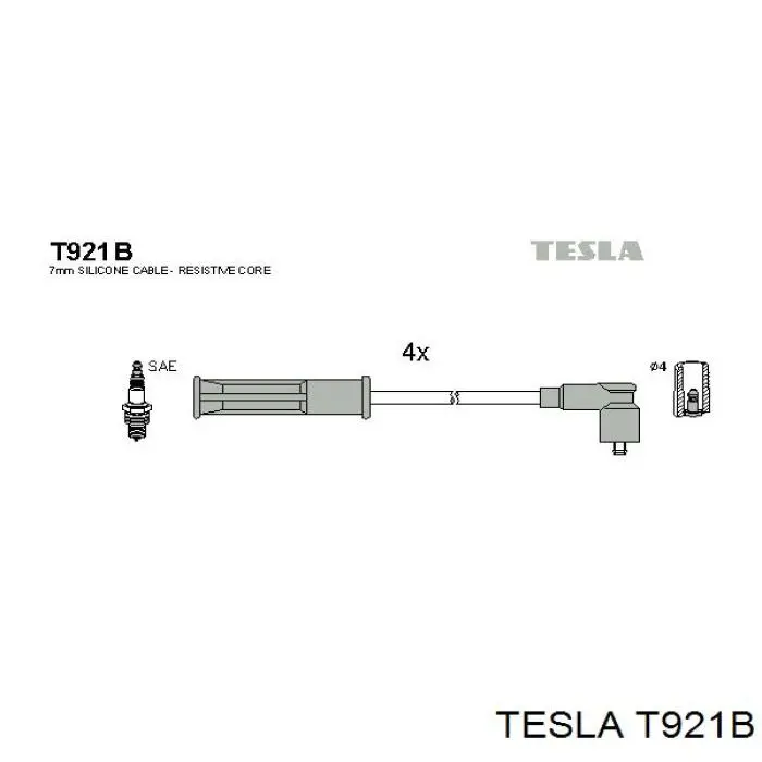 Высоковольтные провода T921B Tesla