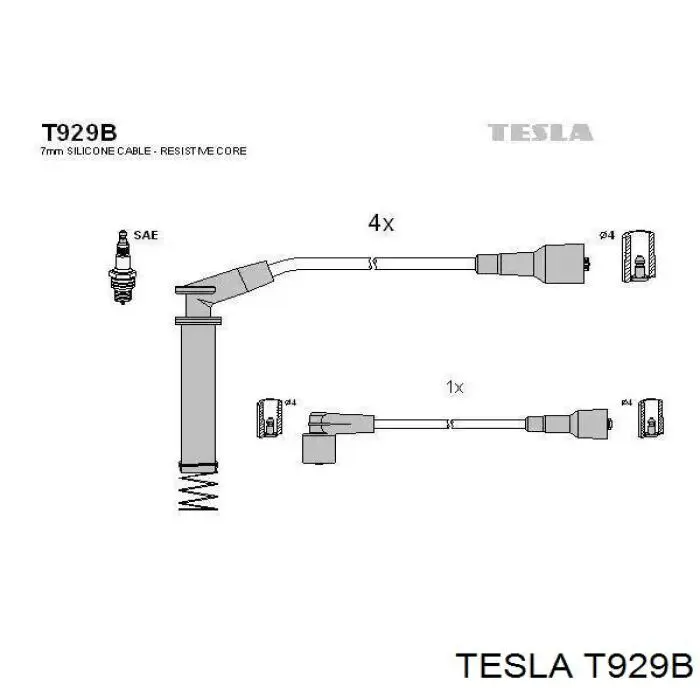 Высоковольтные провода T929B Tesla