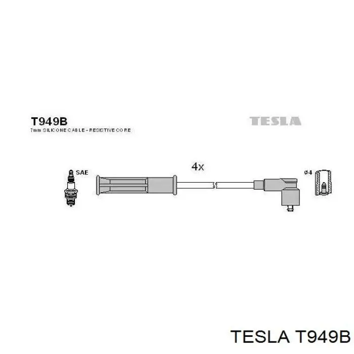 T949B Tesla высоковольтные провода