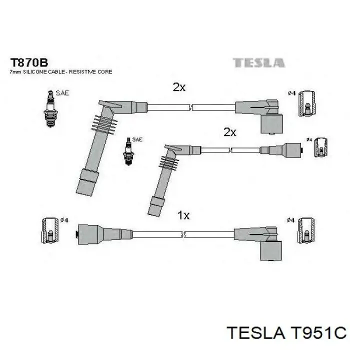 Высоковольтные провода T951C Tesla