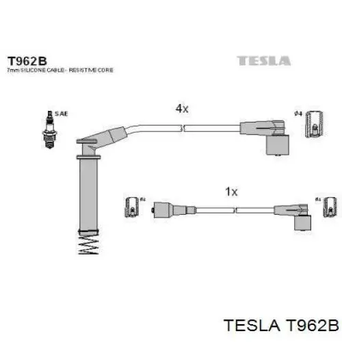 Провода высоковольтные, комплект TESLA T962B