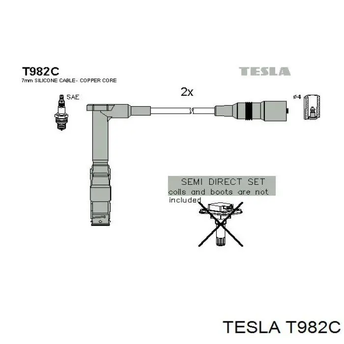 T982C Tesla высоковольтные провода