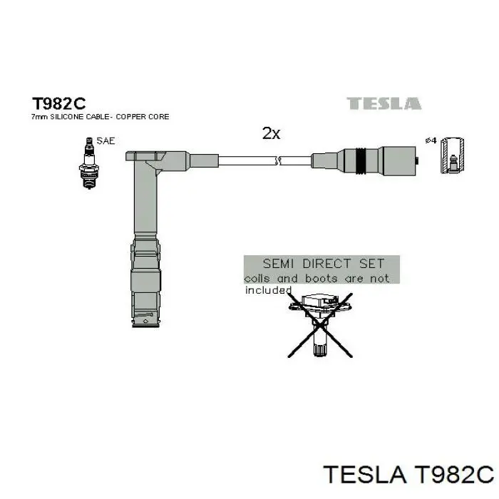 Высоковольтные провода T982C Tesla