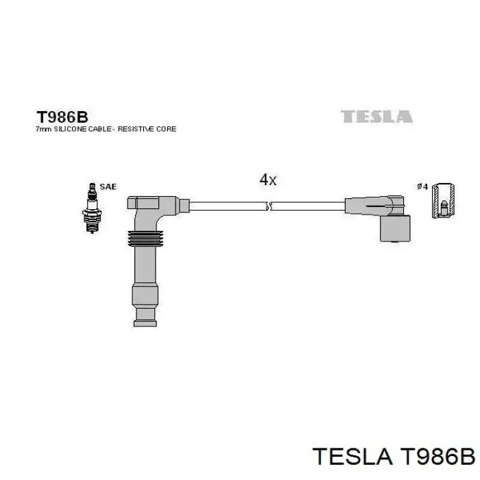 T986B Tesla высоковольтные провода