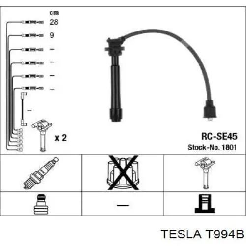 Juego de cables de encendido T994B Tesla