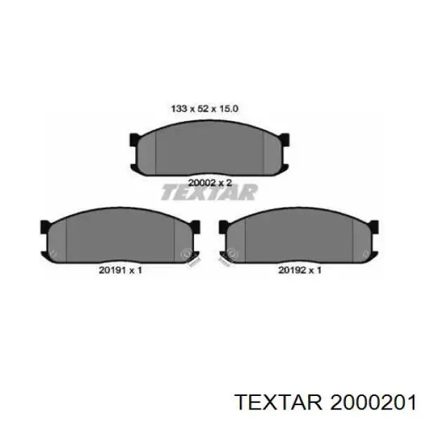 2000201 Textar колодки тормозные передние дисковые