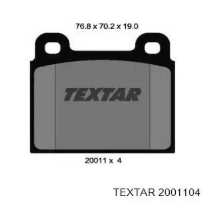 2001104 Textar колодки тормозные передние дисковые