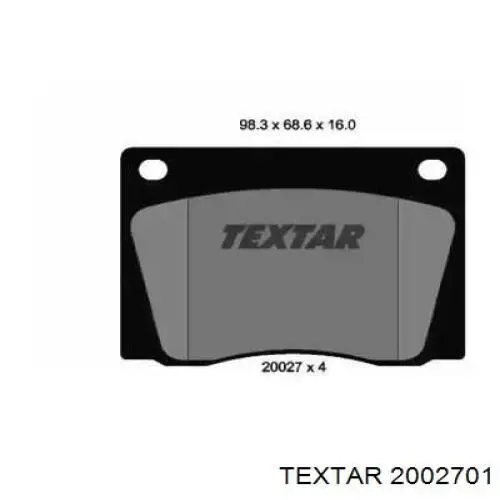 Передние тормозные колодки 2002701 Textar